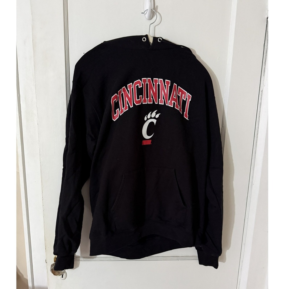 Champion Cincinnati Bearcats Hoodie Mens Large Black Graphic Pullover Sweatshirt